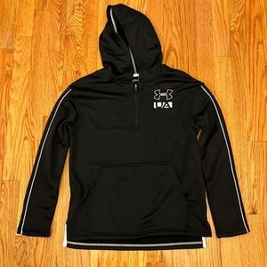 Under Armour Black Quarter Zip Hoodie with White Piping